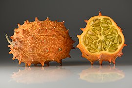 Cucumis metuliferus fruit - whole and cross section