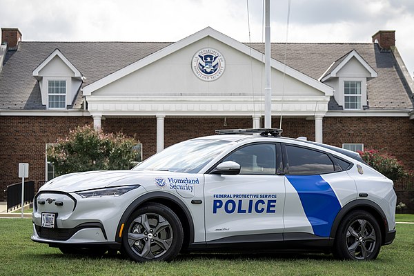 An FPS Ford Mustang Mach-E patrol vehicle