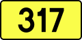 English: Sign of DW 317 with oficial font Drogowskaz and adequate dimensions.