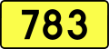 English: Sign of DW 783 with oficial font Drogowskaz and adequate dimensions.