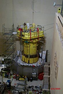 The reactor head under inspection