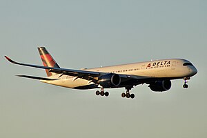 Delta A350-900 N503DN landing ATL runway 8L.jpg