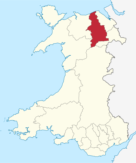 Kaart van Denbighshire principal area Sir Ddinbych
