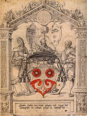 Scheibenriss des Hercules Göldlin mit den Heiligen Konrad, Pelagius und Petrus