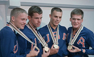 Don Schollander, Gary Ilman, Mike Austin, Steve Clark 1964.jpg