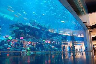 The aquarium of the Dubai Mall in the United Arab Emirates by DP Architects of Singapore (2008)