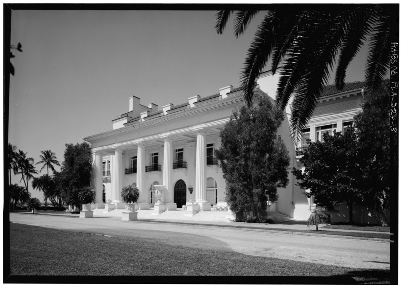 File:EAST (FRONT) ELEVATION FROM NORTHEAST - Henry M. Flagler Mansion, Whitehall Way, Palm Beach, Palm Beach County, FL HABS FLA,50-PALM,11-3.tif
