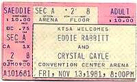 Eddie Rabbitt & Crystal Gayle 1981-11-13 ticket.jpg