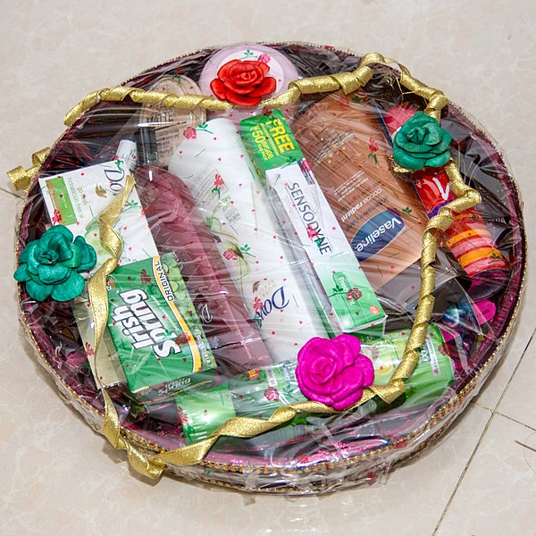 Modern engagement gifts basket in Bangladesh.