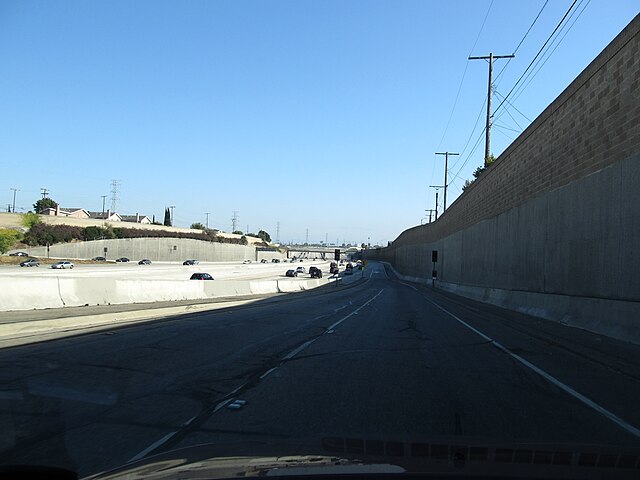 Entering Interstate 110 in Harbor Gateway, Los Angeles
