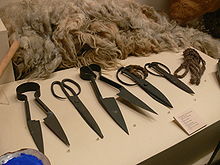 Traditional sheep shears Euskal Museoa shearing.jpg