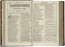The first page of the play in the First Folio (1623) First-page-first-folio-love's-labors-lost.jpg