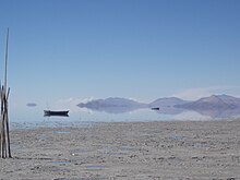 Fishing in Lake Poopó is low scale and is carried out using rowing boats and small nets. The image shows boats owned by fishermen from Llapallapani.