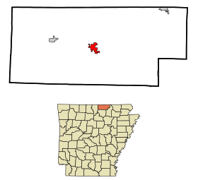 Fulton County Arkansas Incorporated and Unincorporated areas Salem Highlighted.svg