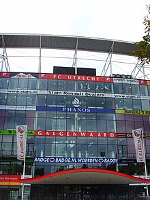 Exterior of Stadion Galgenwaard in 2007, with the Phanos logo visible