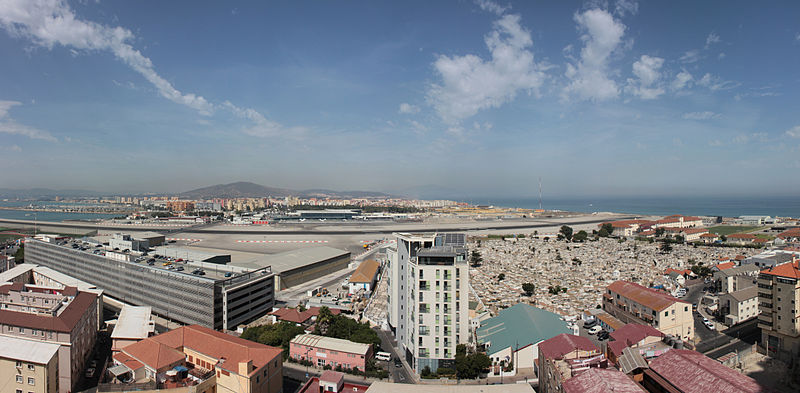 File:Gibraltar Airstrip Panorama including cemetery.jpg