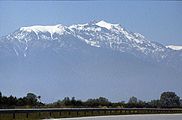 Blick von der Autobahn Athen-Thessaloniki auf den Olymp