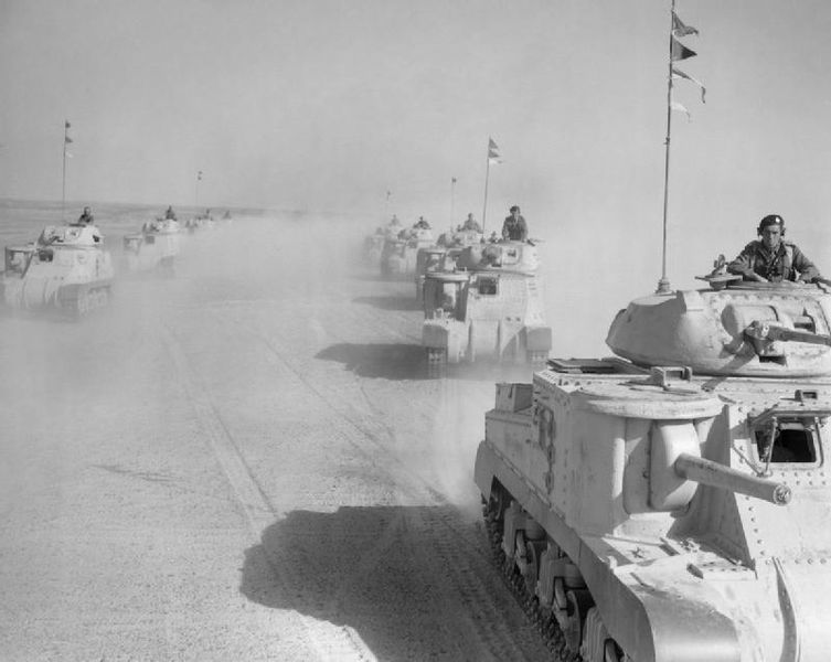 File:Grant tanks of 5th Royal Tank Regiment on the move in the Western Desert, 17 February 1942. E8467.jpg