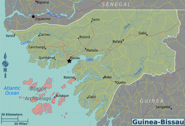 Map of Guinea-Bissau regions (Source Â» Wikimedia, 2023)