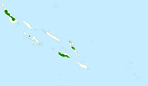 map of the Solomon Islands showing the pale mountain pigeon's range