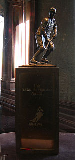 The trophy used for the award from 1971 to 2009. Hhof lester pearson.jpg