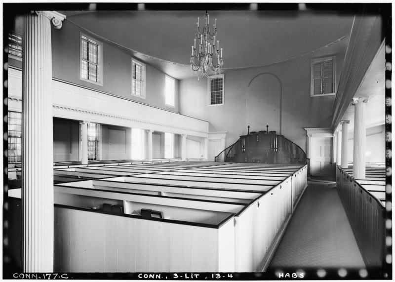 File:Historic American Buildings Survey (Fed.) Stanley P. Mixon, Photographer Sept. 6, 1940 (C) INTERIOR, GENERAL VIEW, LOOKING TOWARD PULPIT FROM SOUTH EAST - First Congregational HABS CONN,3-LIT,13-4.tif