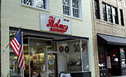 Holmes, fine gifts historic store front in downtown Fayetteville.