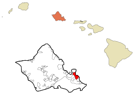 Honolulu County Hawaii Incorporated and Unincorporated areas Kailua Highlighted.svg