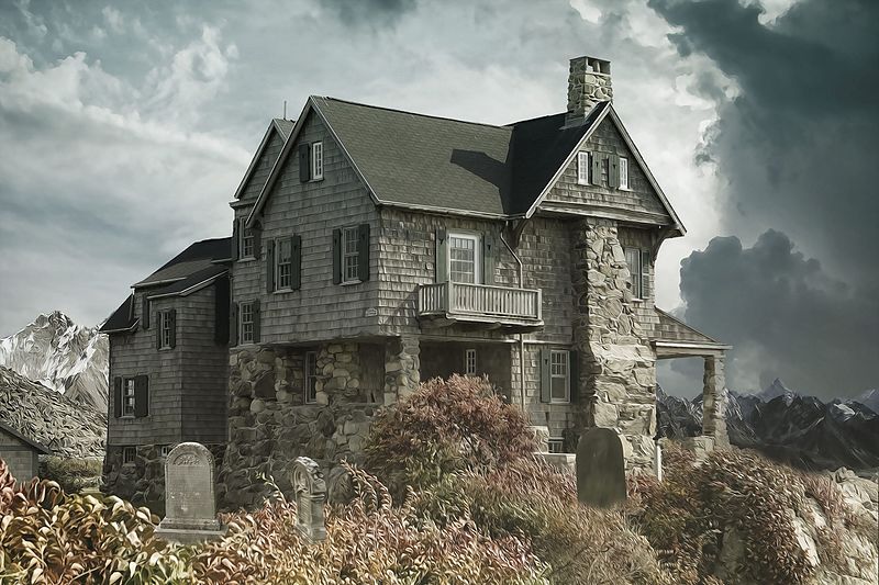 File:House Cemetery Haunted House-2187170.jpg
