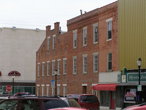 Buildings that once sat along the Wabash and Erie Canal. Foreground was once a boat basin.