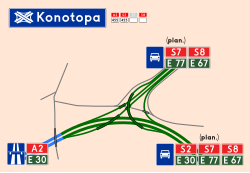 Overview map of the Konotopa motorway junction