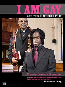 A campaign ad used to combat church homophobia I Am Gay . And This Where I Pray.jpg