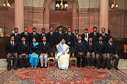 IOFS probationary officers of the 2008 batch, with the President of India, Smt. Pratibha Devisingh Patil, at Rashtrapati Bhavan
