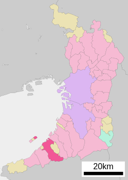 Izumi-Sanon sijainti Osakan prefektuurissa