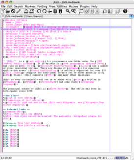 Captura de pantalla del programa jEdit