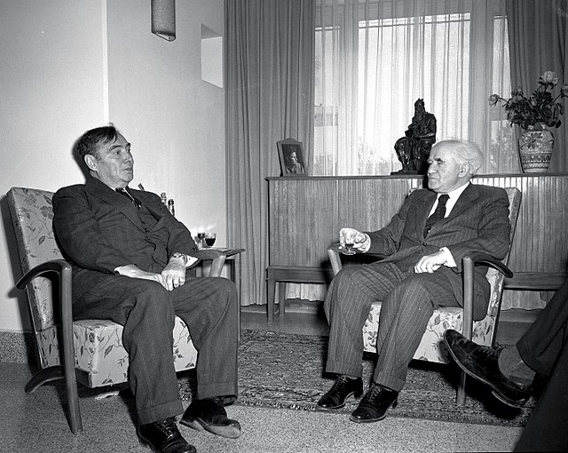 Joseph W. Martin with Israel's Prime Minister David Ben-Gurion in Jerusalem, 1951