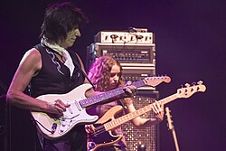 Beck with Tal Wilkenfeld on the 2007 Crossroads Guitar Festival tour Jeff Beck & Tal Wilkenfeld.jpg