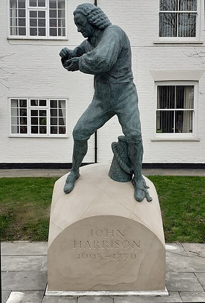 Bronze statue of John Harrison in Barrow upon Humber, Lincolnshire