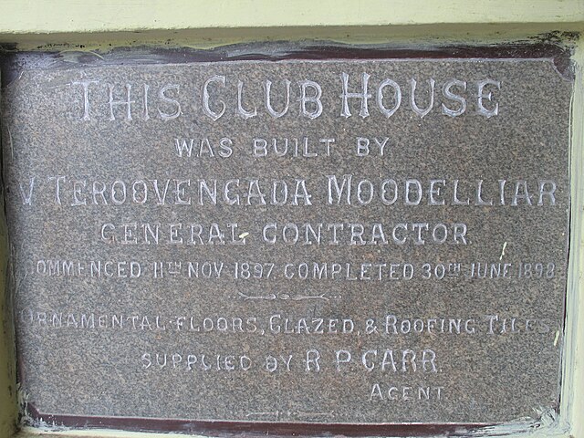 Plaque at club entrance