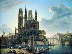 Catedral sobre una ciudad (1813), de Karl Friedrich Schinkel, Antigua Galería Nacional de Berlín
