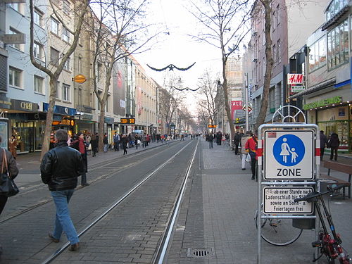 City of Karlsruhe downtown. Fussgängerzone Kaiserstraße.