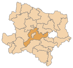 Lage des Bezirks Bezirk St. Pölten-Land im Bundesland Niederösterreich (anklickbare Karte)