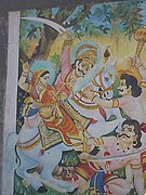 खंडोबा और उनकी पत्नी महालसा मणि और मल्ल नामक राक्षसों का संहार करते हुए