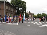 Čeština: Začátek průvodu mažoretek na festivalu Kmochův Kolín 2016. Okres Kolín, Česká republika.