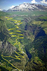 La ascensión del Alpe d'Huez.