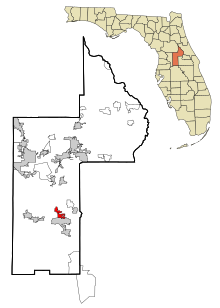 Florida County Lake County Beépített és be nem épített területek Minneola Highlighted.svg