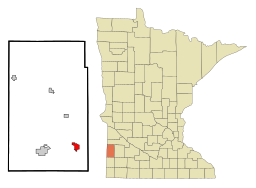 Tylers beliggenhed i Lincoln-County og Lincoln-Countys beliggenhed i Minnesota.
