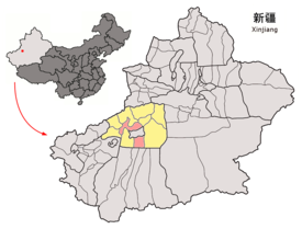 Location of Aksu within Xinjiang (China).png