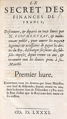 Sekretoj de la financoj de Francio, verko publikigita en 1581 de la franca kuracisto, alkemiisto kaj hugenoto.