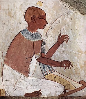 A blind harpist from a mural of the 15th century BC